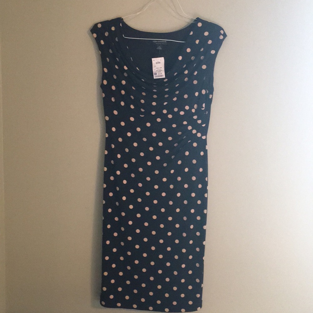 Black dress with tan polka dots. Size 12